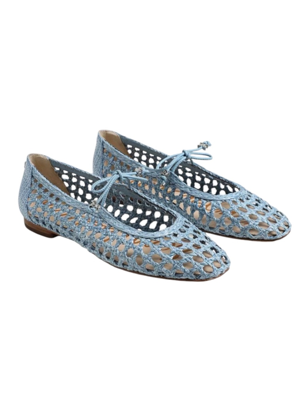 Sam Edelman Light Blue Crochet Ballet Flats with Tie Sz 7.5